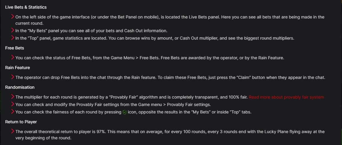 Aviator slot game live bets and statistics, free bets, rain feature, randomisation, and return to player